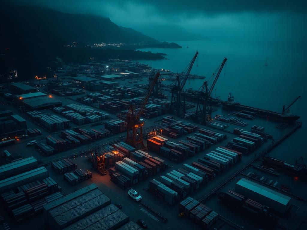 Vista aerea di un'area portuale industriale, immagine illustrativa