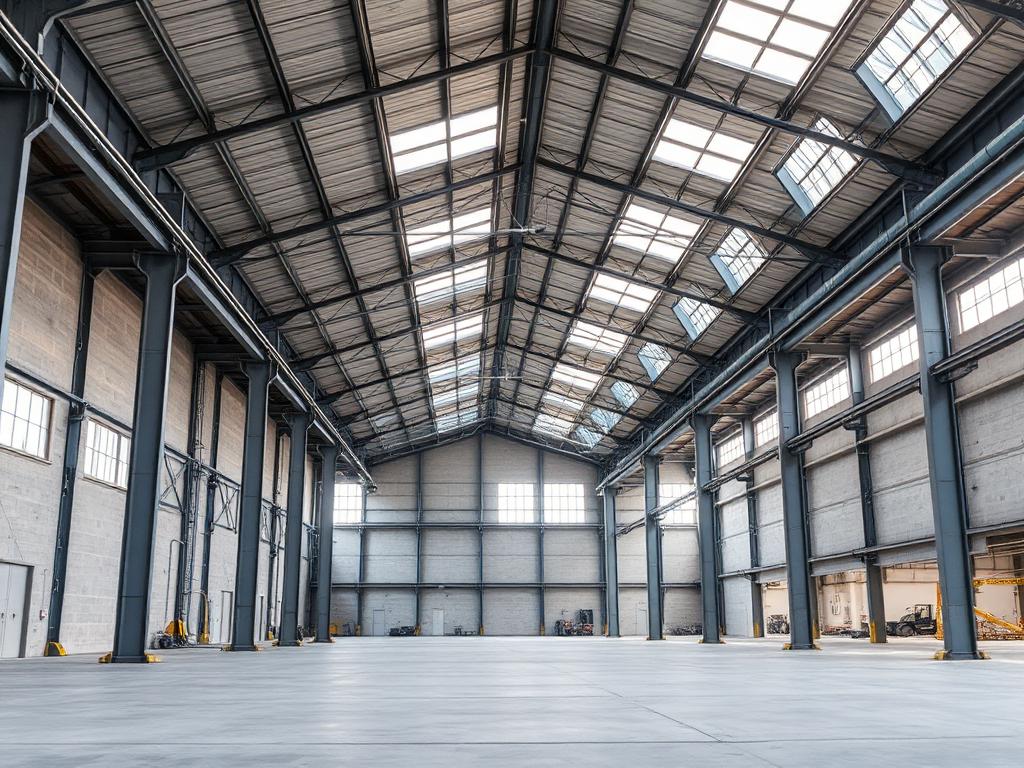 Interno di un capannone industriale moderno, immagine illustrativa